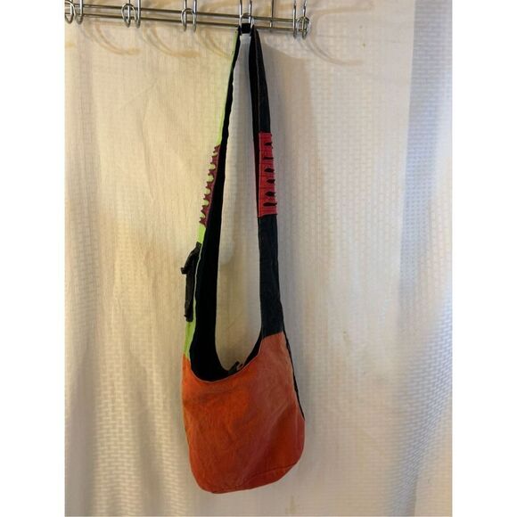 Mini boho zipper bag 10x10 colorful cloth crossbody bag tote - Picture 3 of 8